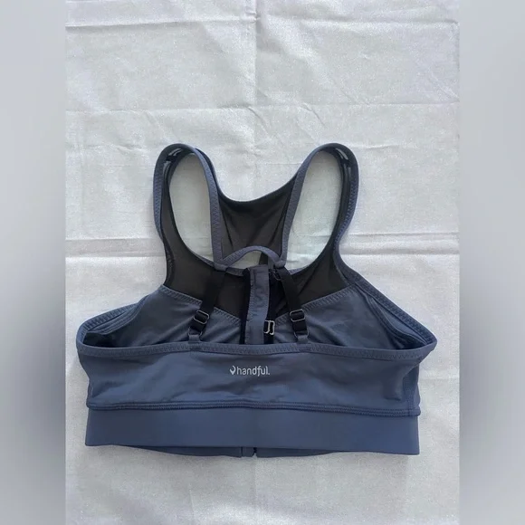Handful Closer Front Zip Bra Size Small Sports Athletic In Night Swim Navy Color - Picture 6 of 7